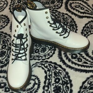 Dr. Martens White Combat Boots with Black Laces